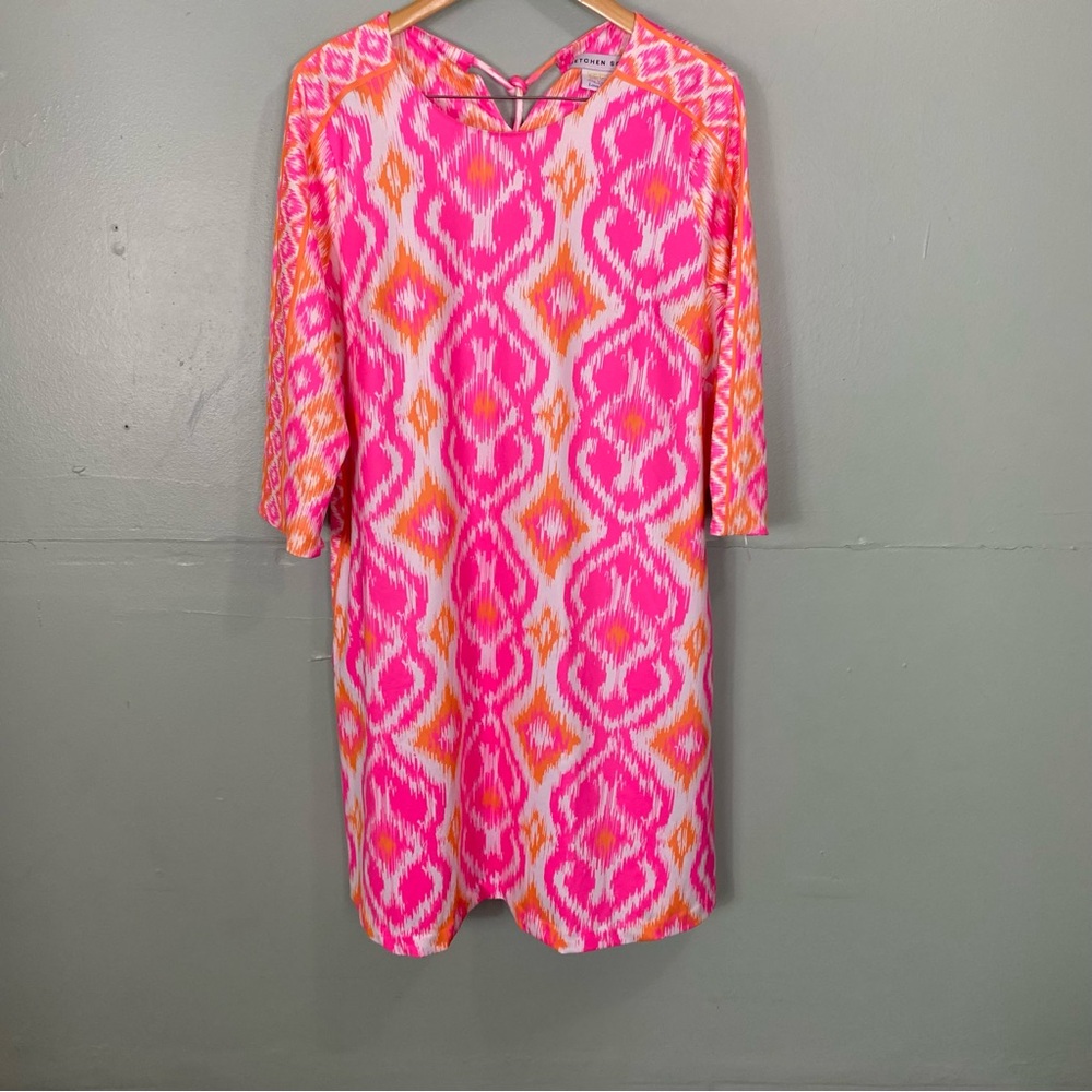 Gretchen Scott Goddess Ikat Jersey Dress Pink Orange XXL - Picture 1 of 6